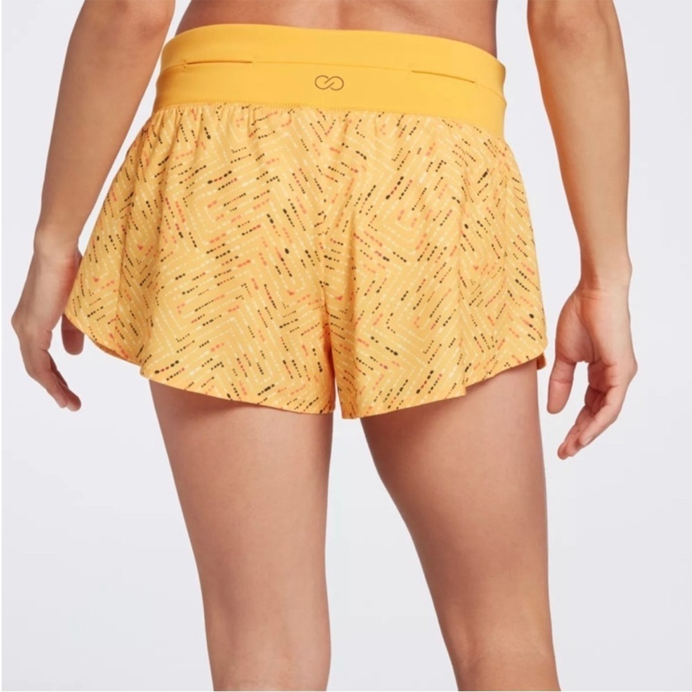 calia by carrie underwood mustard Yellow Patterned lined running Shorts - Picture 3 of 12
